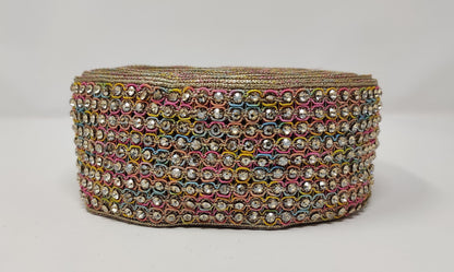 3 Yard 6.0 cm wide Decorative Multicolor Beaded Bridal Dress Belt Wedding ribbon Indian Laces Costume Crafting Sewing Sari Border home décor