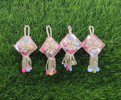 08 cm 2 pc pearl crystal beaded Tassels, home décor, lamp shades tassels, Hanging for Handbags, Indian Saree, Dupatta, Lehenga Blouse latkan