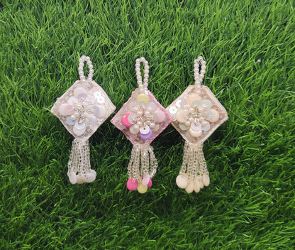 08 cm 2 pc pearl crystal beaded Tassels, home décor, lamp shades tassels, Hanging for Handbags, Indian Saree, Dupatta, Lehenga Blouse latkan