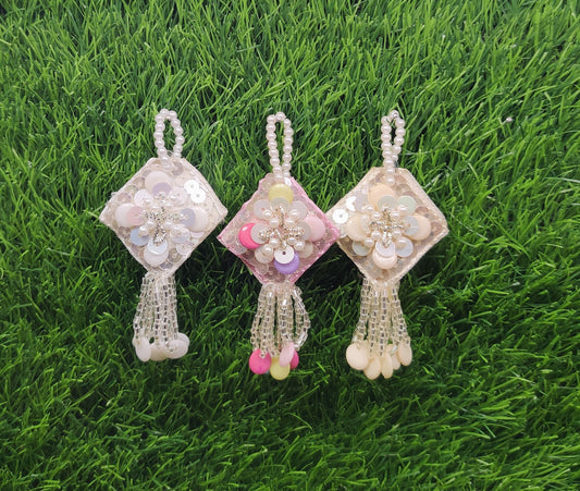 08 cm 2 pc pearl crystal beaded Tassels, home décor, lamp shades tassels, Hanging for Handbags, Indian Saree, Dupatta, Lehenga Blouse latkan