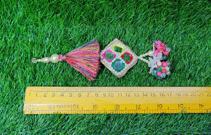 17 cm 2 pc Boho beaded Fringed Tassels, home décor, lamp shades tassels, Hanging for Handbags, Indian Saree, Dupatta, Lehenga Blouse latkan