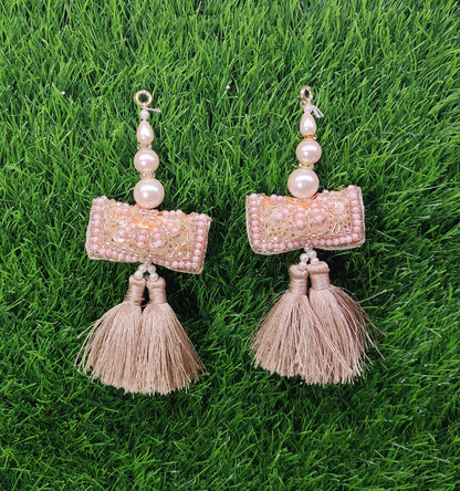 13 cm 2 pc Boho beaded Fringed Tassels, home décor, lamp shades tassels, Hanging for Handbags, Indian Saree, Dupatta, Lehenga Blouse latkan