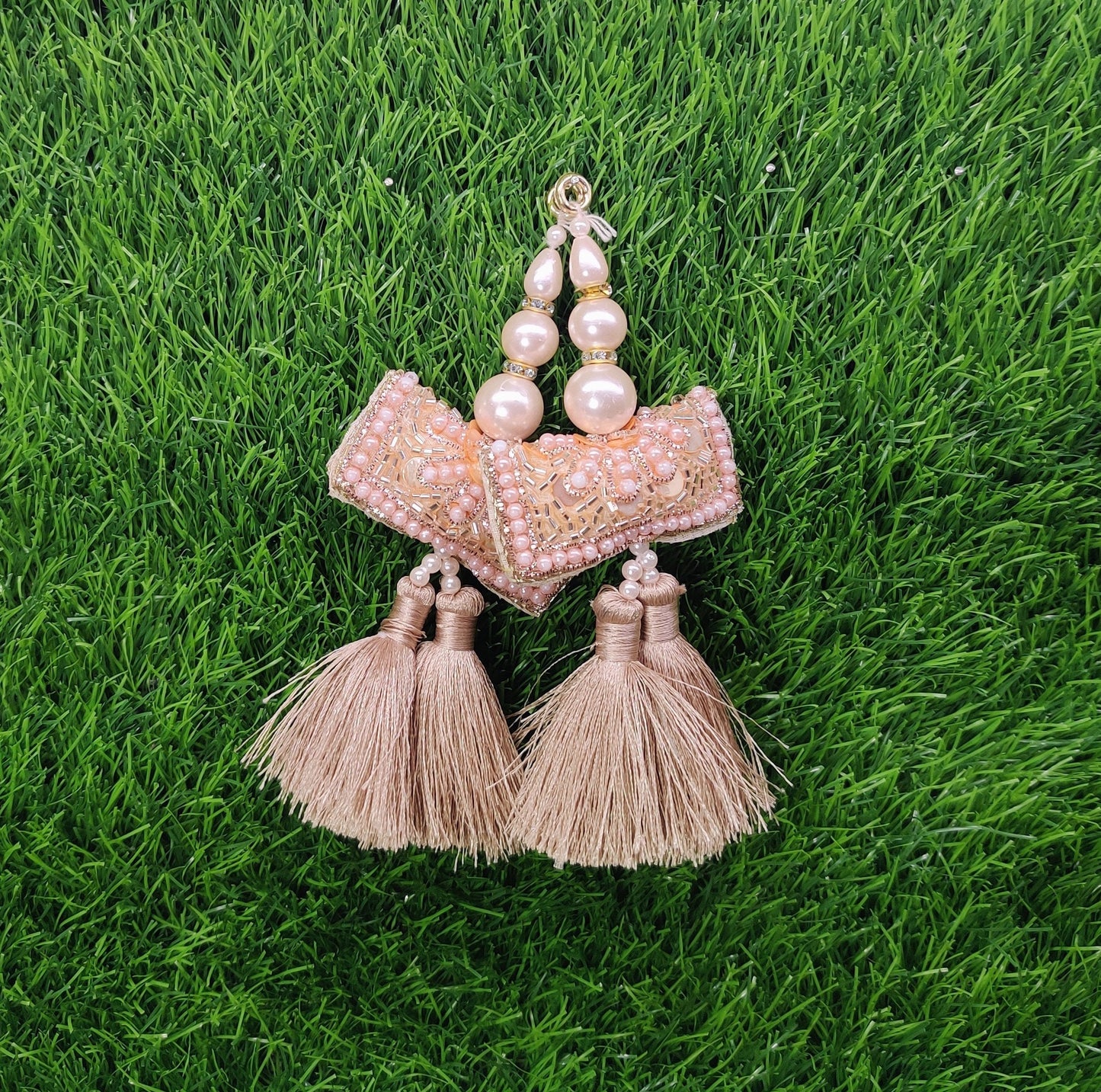 13 cm 2 pc Boho beaded Fringed Tassels, home décor, lamp shades tassels, Hanging for Handbags, Indian Saree, Dupatta, Lehenga Blouse latkan