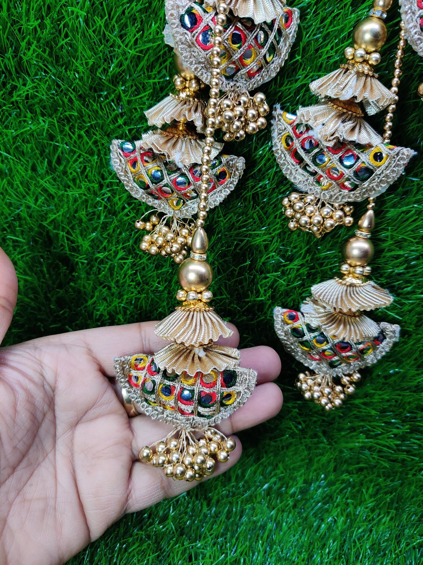 35 cm 2 pc Cushioned beaded Lahenga Tassels, home décor, lamp shades tassels, Hanging for Handbags, Indian Saree, Dupatta, Blouse latkan