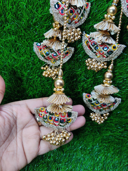 35 cm 2 pc Cushioned beaded Lahenga Tassels, home décor, lamp shades tassels, Hanging for Handbags, Indian Saree, Dupatta, Blouse latkan