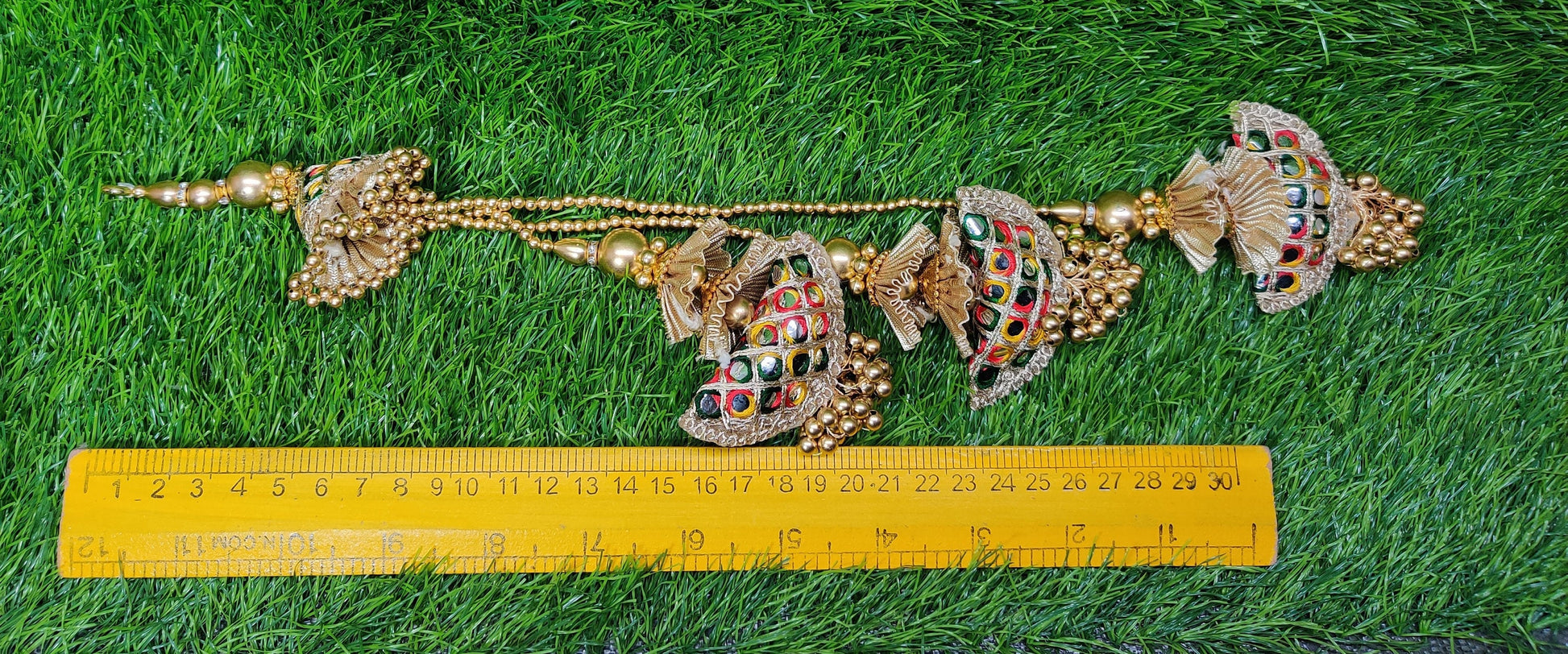 35 cm 2 pc Cushioned beaded Lahenga Tassels, home décor, lamp shades tassels, Hanging for Handbags, Indian Saree, Dupatta, Blouse latkan