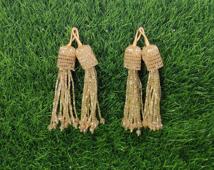 11 cm 2 pc cutdana glass beaded Lahenga Tassels, home décor, lamp shades tassels, Hanging for Handbags, Indian Saree, Dupatta, Blouse latkan