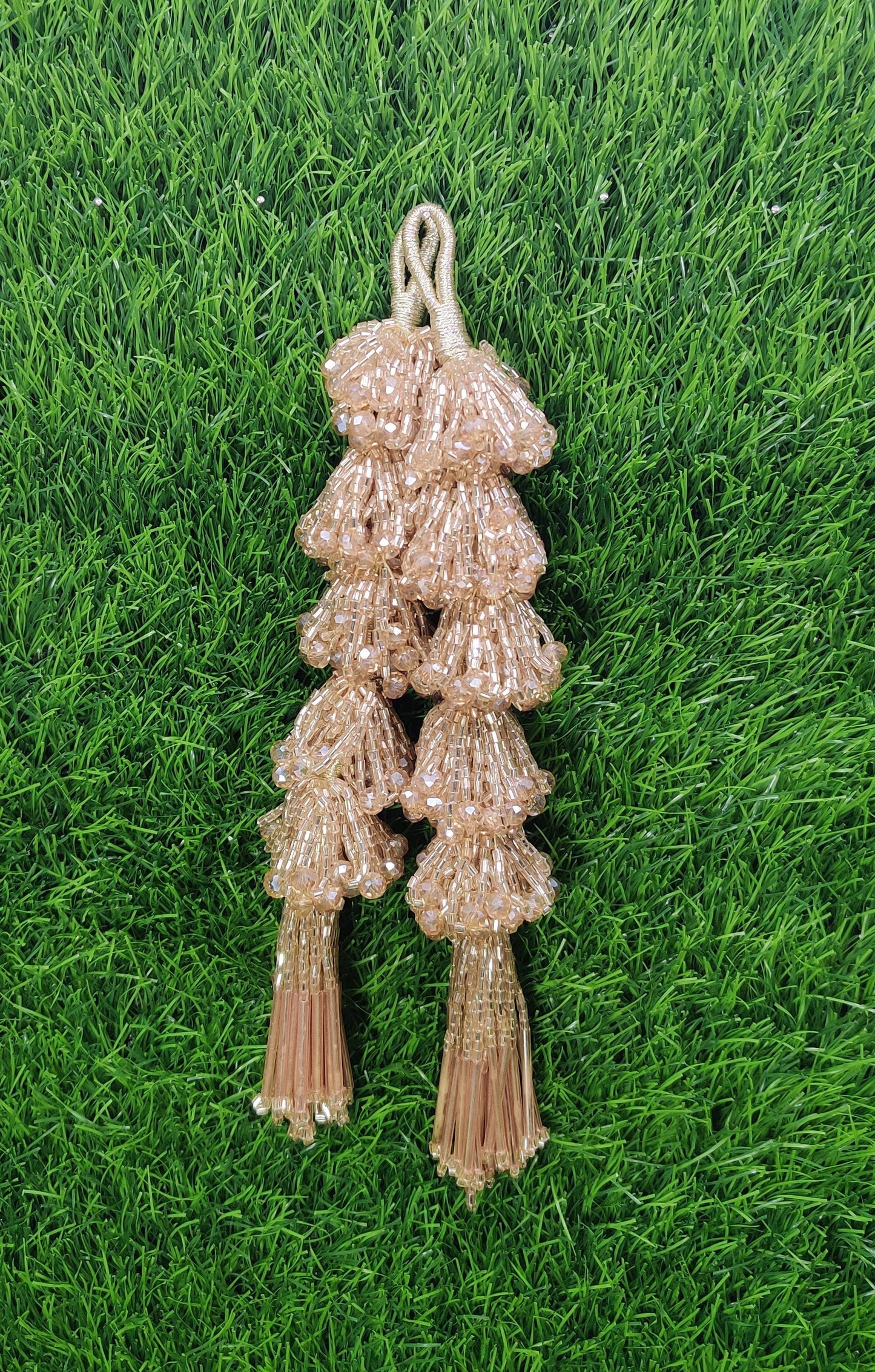 20 cm 2 pc cutdana glass beaded Lahenga Tassels, home décor, lamp shades tassels, Hanging for Handbags, Indian Saree, Dupatta, Blouse latkan