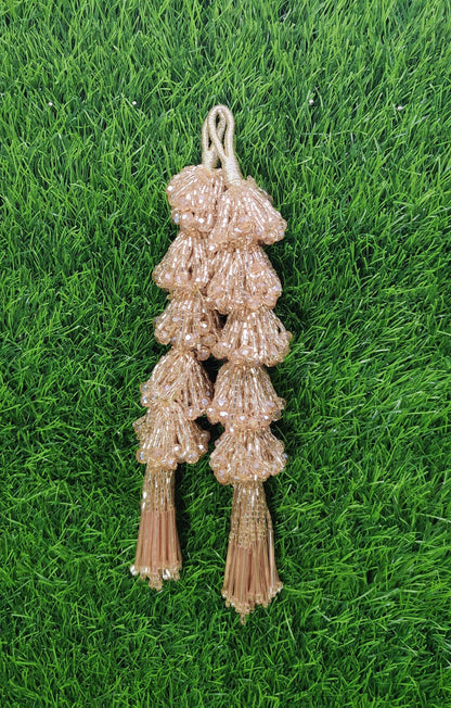 20 cm 2 pc cutdana glass beaded Lahenga Tassels, home décor, lamp shades tassels, Hanging for Handbags, Indian Saree, Dupatta, Blouse latkan