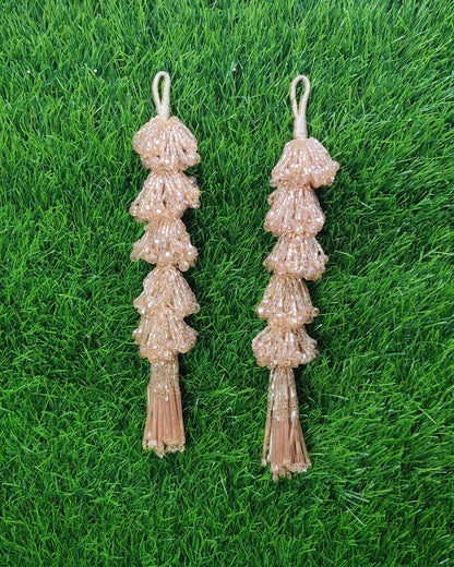 20 cm 2 pc cutdana glass beaded Lahenga Tassels, home décor, lamp shades tassels, Hanging for Handbags, Indian Saree, Dupatta, Blouse latkan