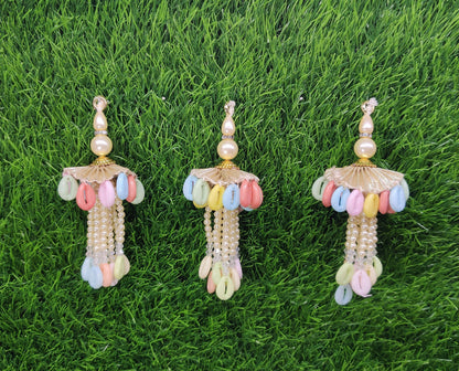 10 cm 2 pc Multicolor cowrie beaded Tassels, home décor, lamp shades tassels, Hanging for Handbags, Indian Saree, Dupatta, Blouse latkan