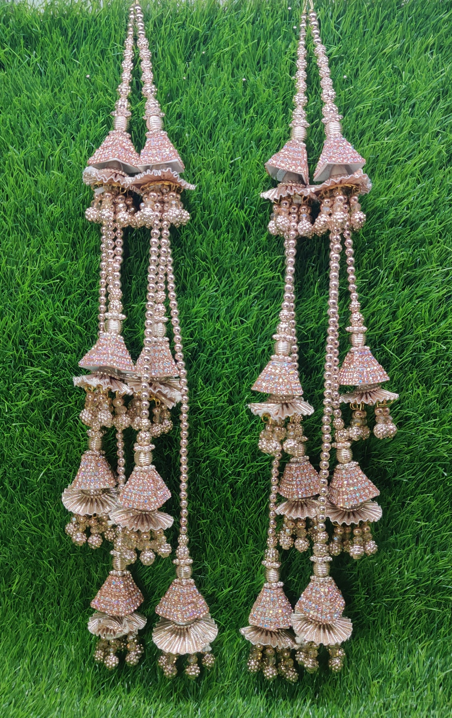 Gold/ Rose Gold beaded Lahenga Latkan Tassels, home décor, hanging for Handbags, Indian Sewing Latkan for Saree, Dupatta