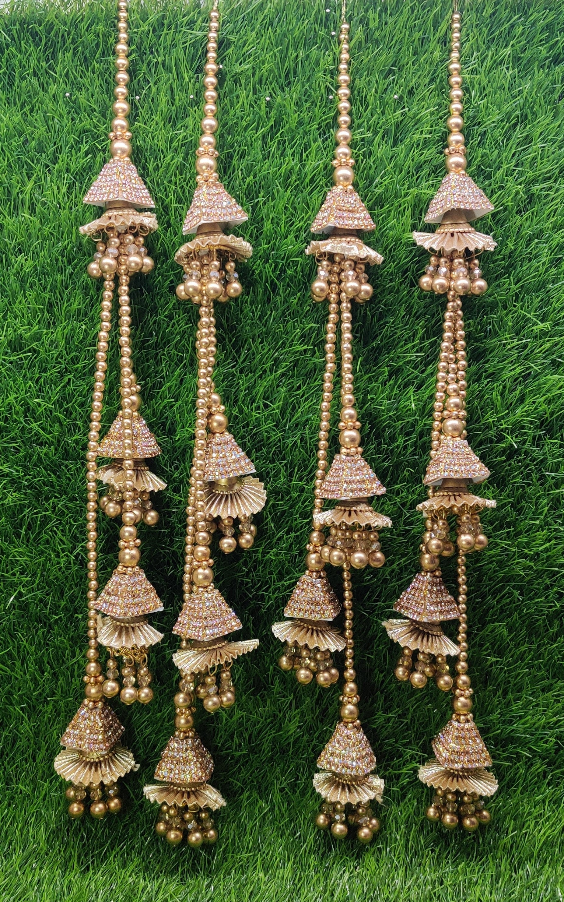 Gold/ Rose Gold beaded Lahenga Latkan Tassels, home décor, hanging for Handbags, Indian Sewing Latkan for Saree, Dupatta