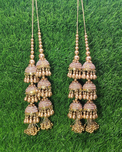 Gold Glass beaded Blouse Lahenga Latkan Tassels, home décor, hanging for Handbags, Indian Sewing Latkan for Saree, Dupatta