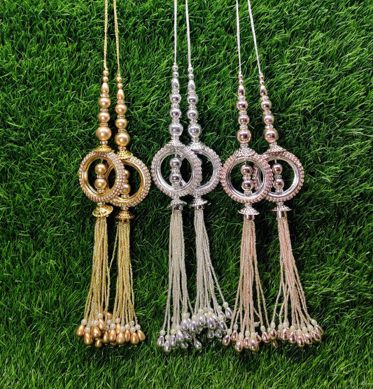 Gold/ Silver/ Rose Gold beaded Blouse Lahenga Latkan Tassels, home décor, hanging for Handbags, Indian Sewing Latkan for Saree, Dupatta