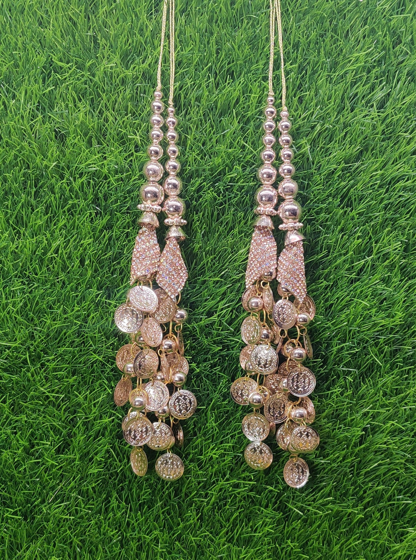 Silver/ Lt Golden / Gold/ Rose Gold beaded Blouse Lahenga Latkan Tassels, home décor, Indian Sewing Latkan for Saree, Dupatta