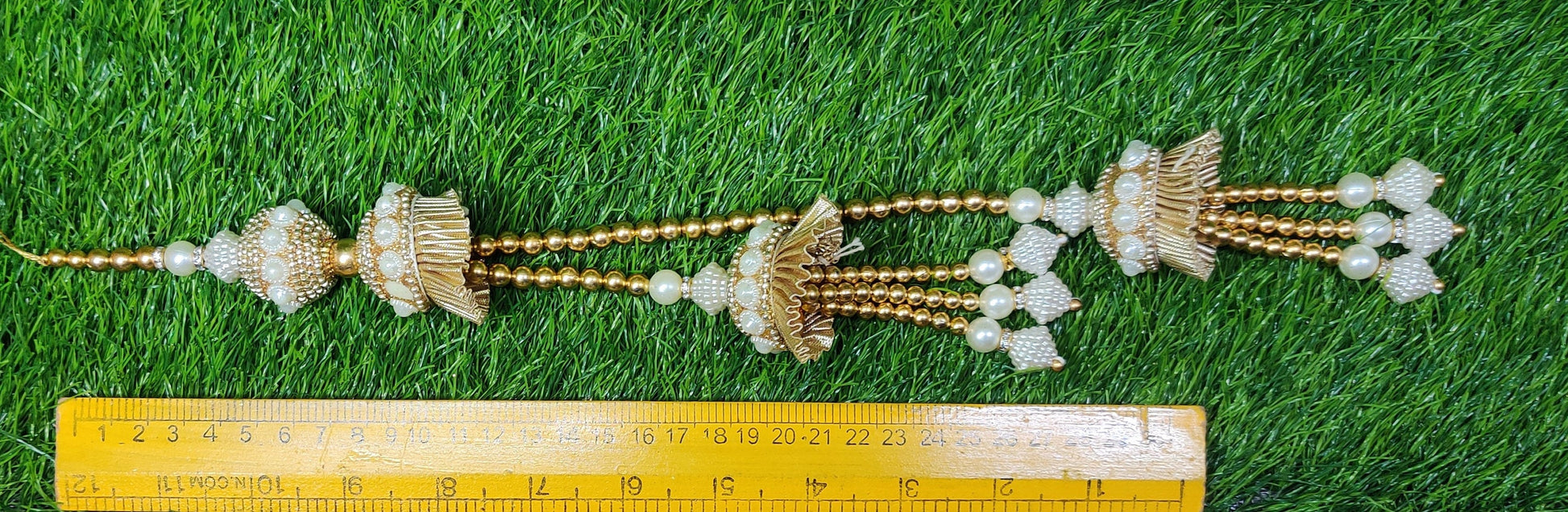 Lt Gold Pearl beaded Blouse Lahenga Latkan Tassels, home décor, hanging for Handbags, Indian Sewing Latkan for Saree, Dupatta