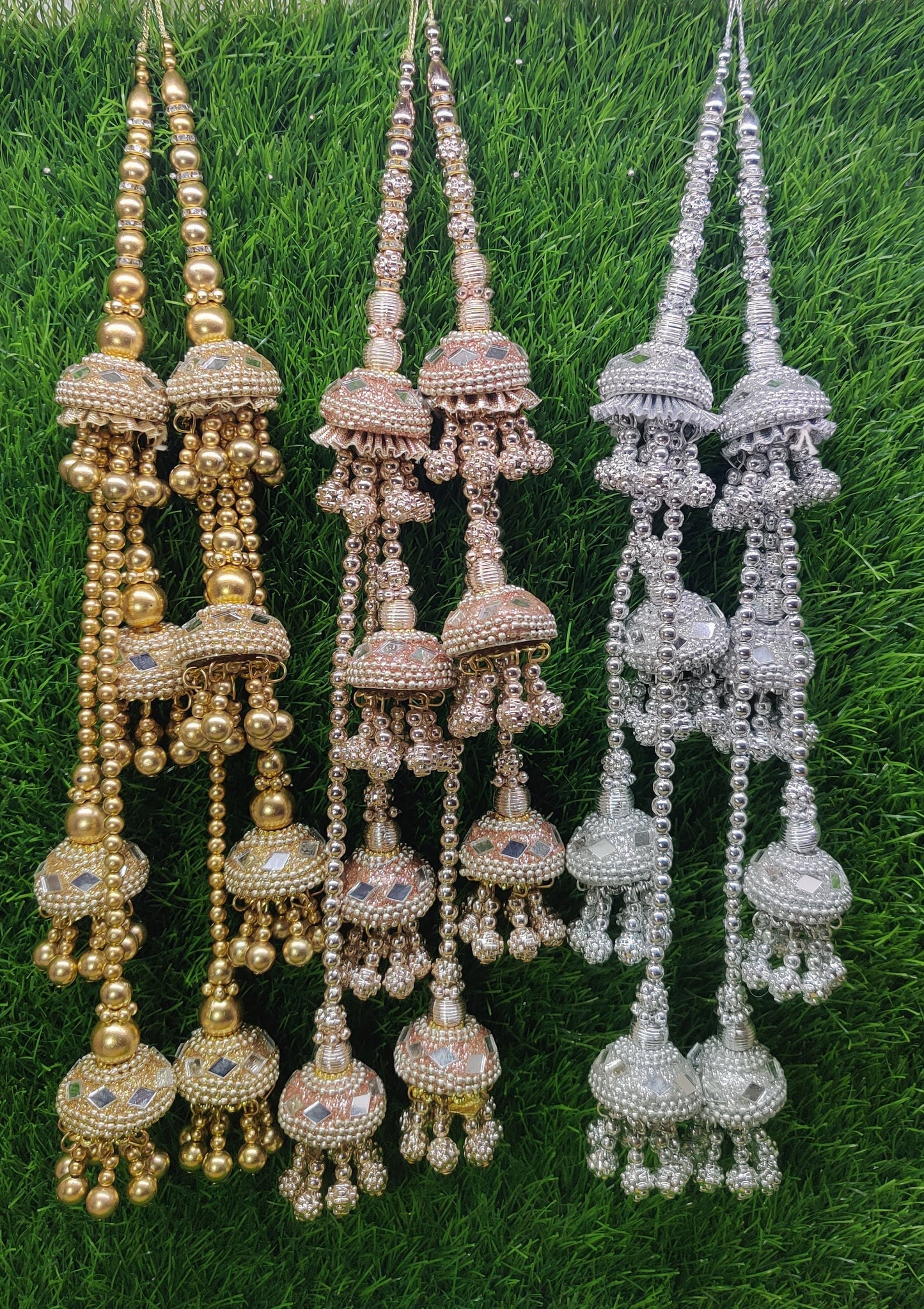 Gold/ Rose Gold/ Silver beaded Lahenga Latkan Tassels, home décor, hanging for Handbags, Indian Sewing Latkan for Saree, Dupatta