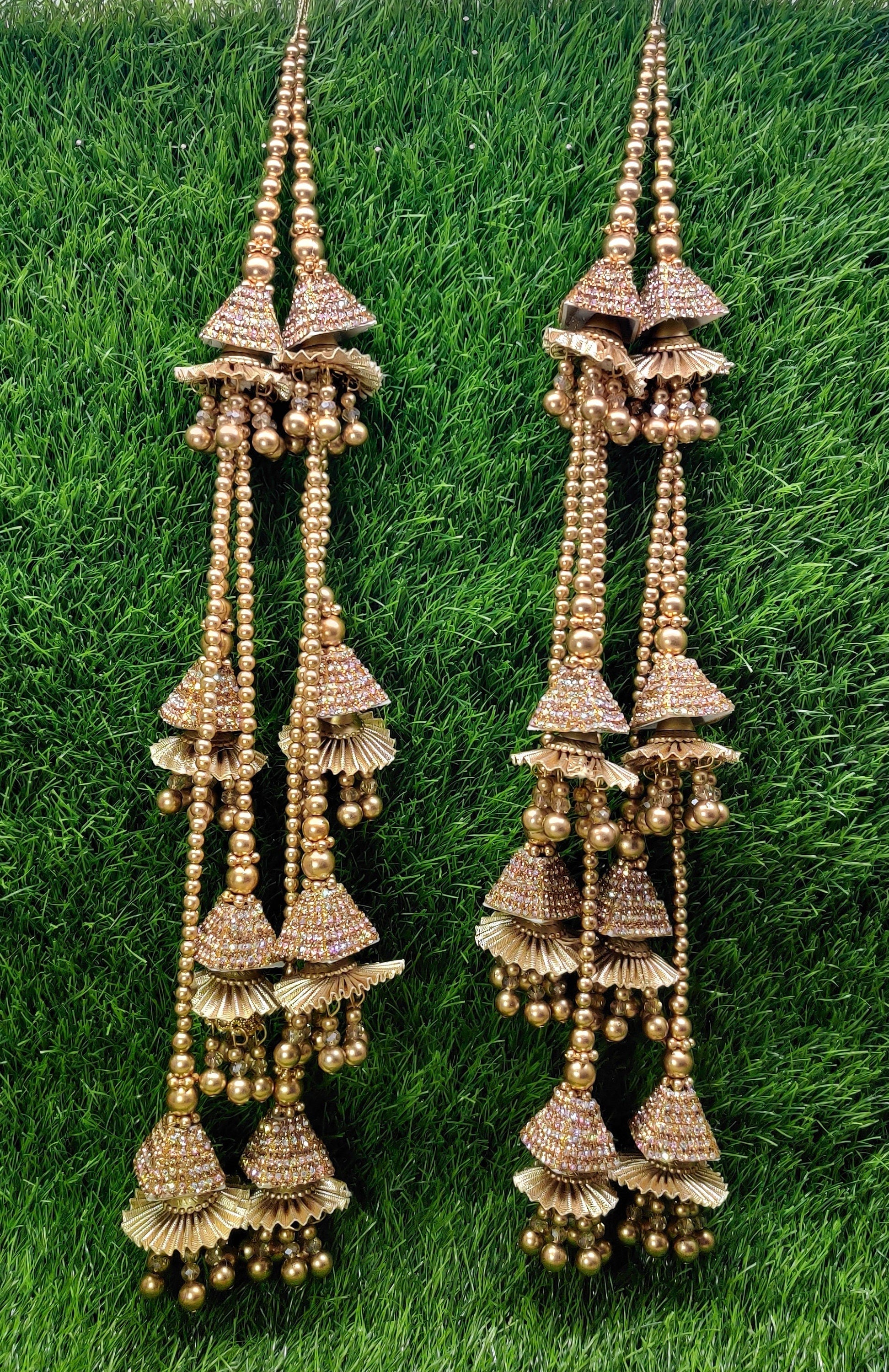 Gold/ Rose Gold beaded Lahenga Latkan Tassels, home décor, hanging for Handbags, Indian Sewing Latkan for Saree, Dupatta