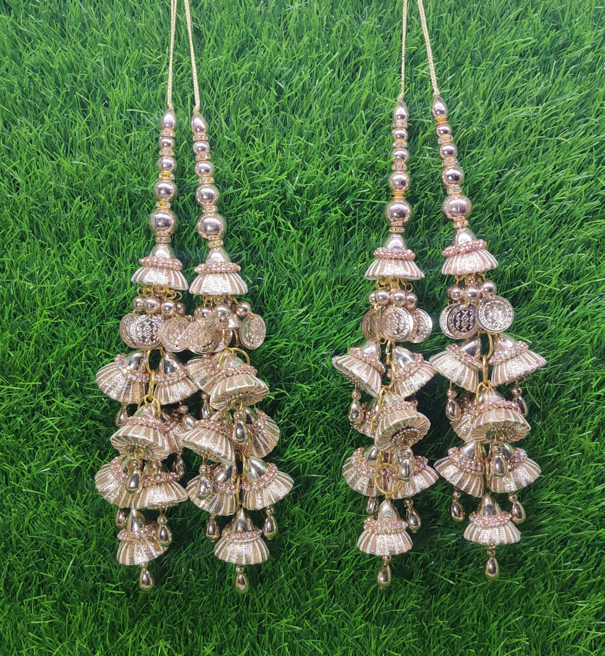 Silver/ Rose Gold color beaded Blouse Lahenga Latkan Tassels, home décor, Indian Sewing Latkan for Saree, Dupatta