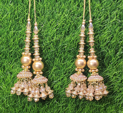 Golden Beaded Blouse Lahenga Latkan Tassels, home décor, hanging for Handbags, Indian Sewing Latkan for Saree, Dupatta