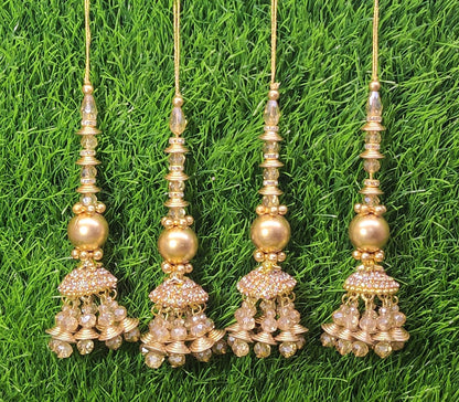 Golden Beaded Blouse Lahenga Latkan Tassels, home décor, hanging for Handbags, Indian Sewing Latkan for Saree, Dupatta