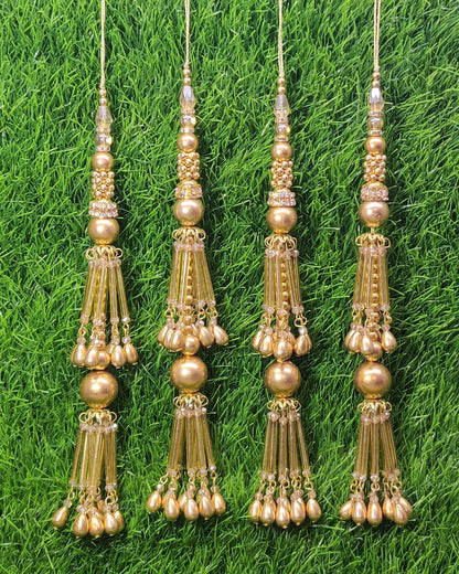 Golden Beaded Blouse Lahenga Latkan Tassels, home décor, hanging for Handbags, Indian Sewing Latkan for Saree, Dupatta