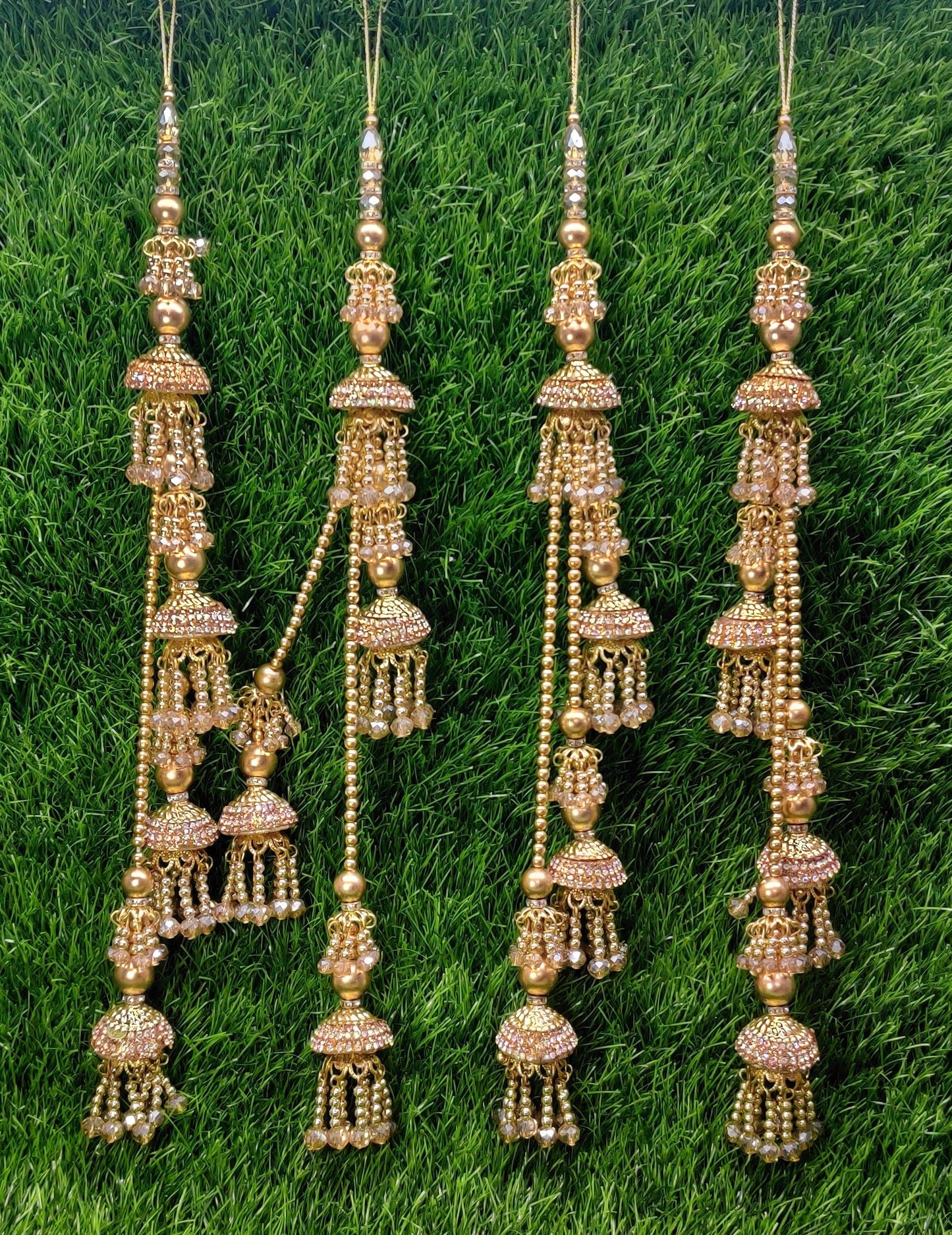 Golden Beaded Blouse Lahenga Latkan Tassels, home décor, hanging for Handbags, Indian Sewing Latkan for Saree, Dupatta