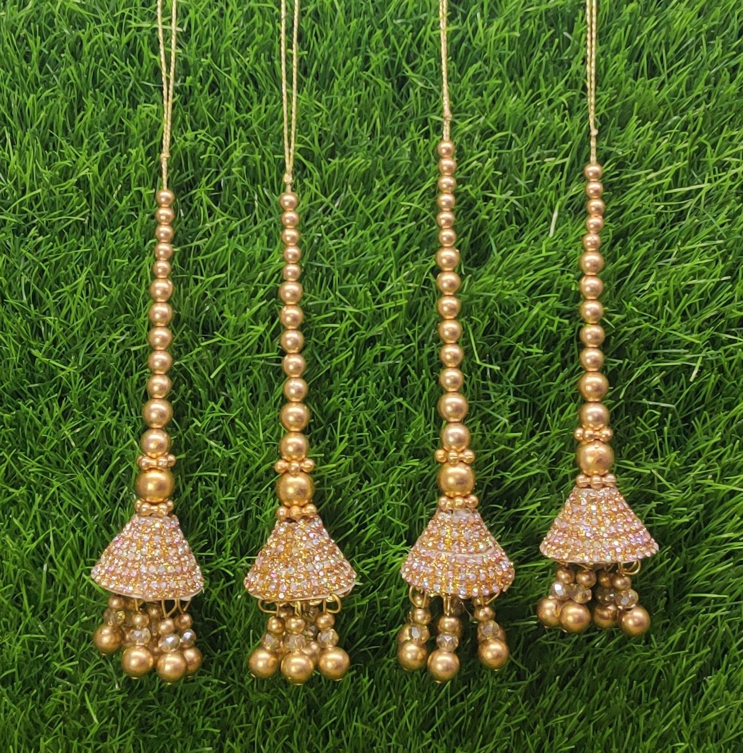 Golden Beaded Blouse Lahenga Latkan Tassels, home décor, hanging for Handbags, Indian Sewing Latkan for Saree, Dupatta