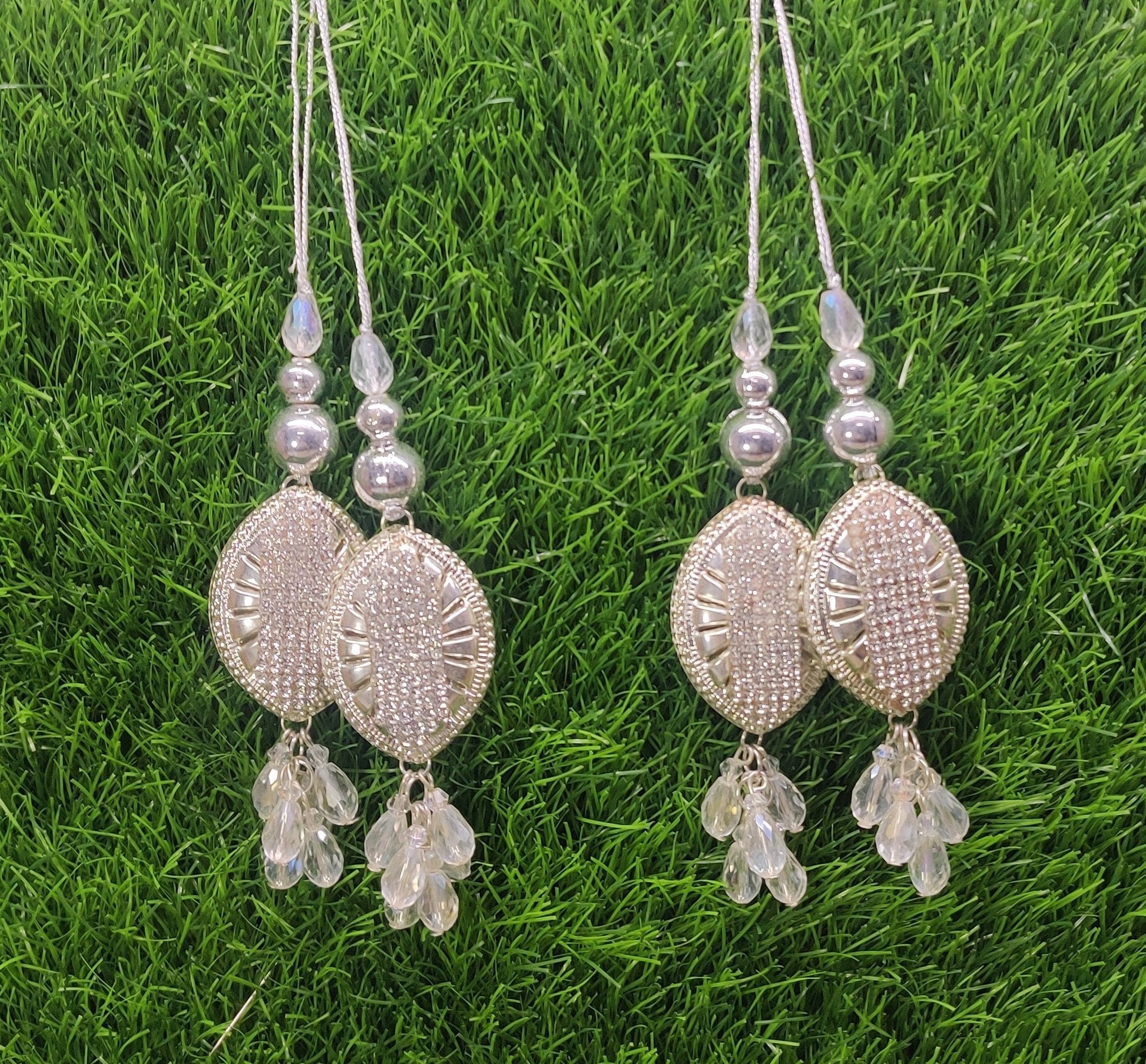 Rose Gold/ Antique Gold/ Silver Indian Beaded Tassel for Saree Blouse Lehenga Embellished HandBags Dupatta Decorative dress Latkan 1 Pair