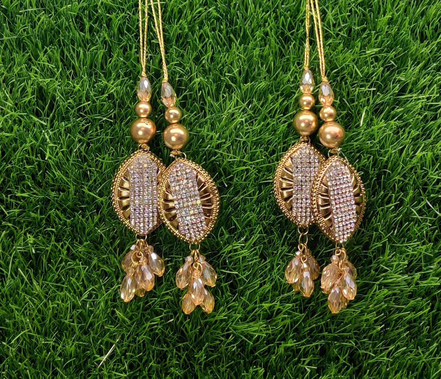 Rose Gold/ Antique Gold/ Silver Indian Beaded Tassel for Saree Blouse Lehenga Embellished HandBags Dupatta Decorative dress Latkan 1 Pair