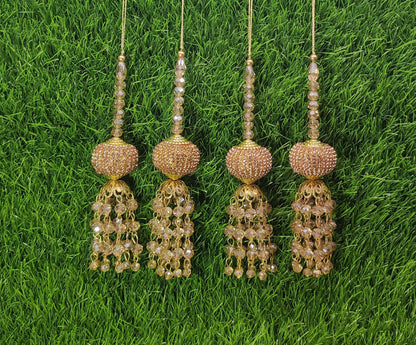 Golden Beaded Blouse Lahenga Latkan Tassels, home décor, hanging for Handbags, Indian Sewing Latkan for Saree, Dupatta