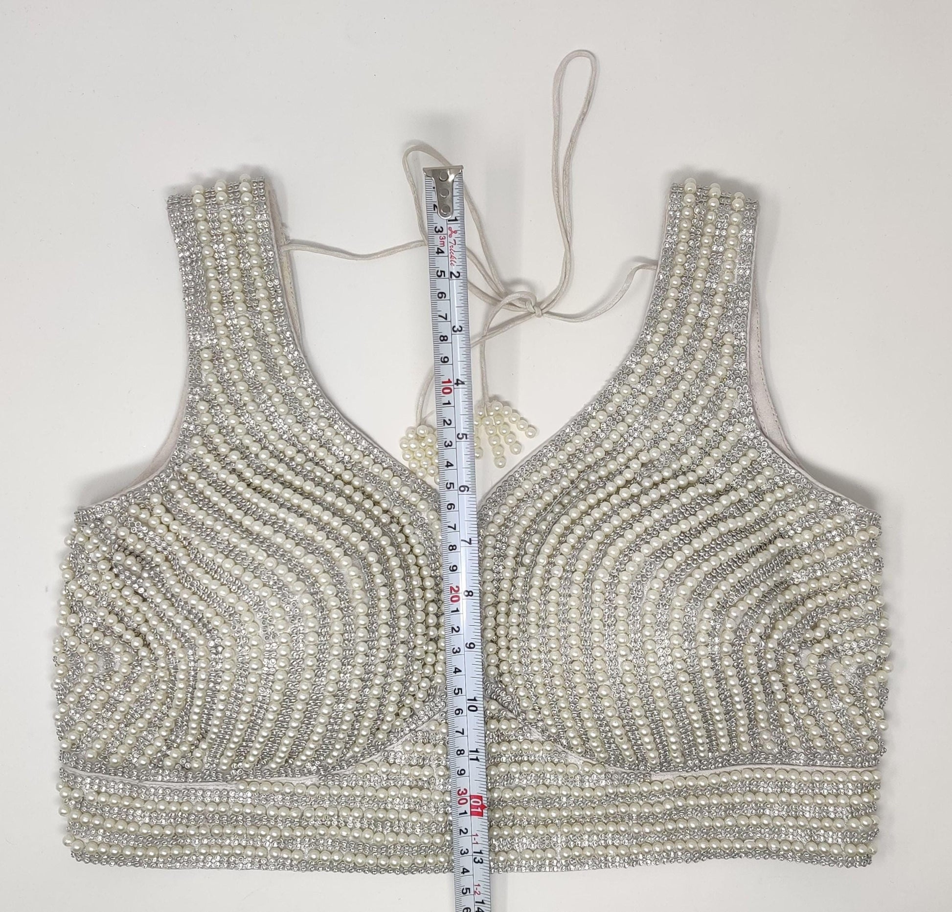 Indian designer heavy Beaded stitched blouse, Silver White colour, Readymade Indian Bridal Saree Blouse, latest design blouse for women