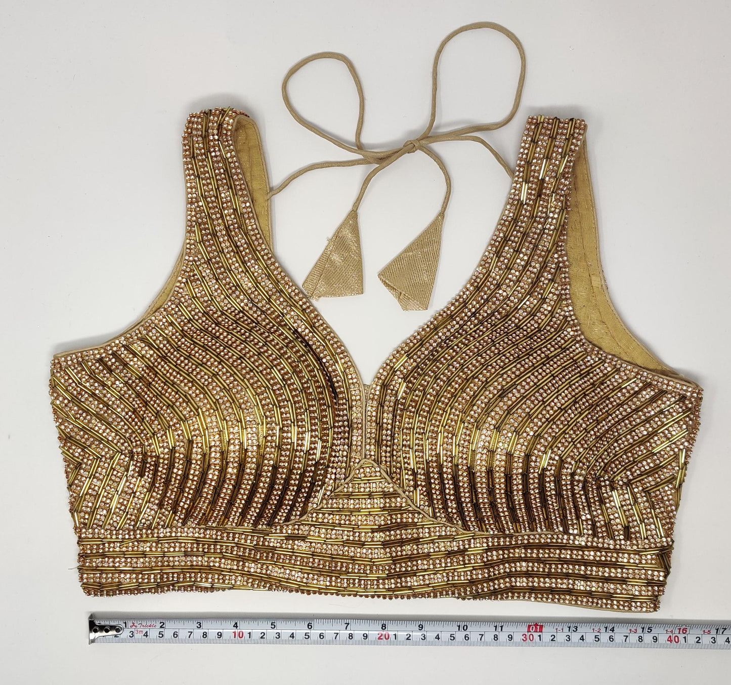 Indian designer heavy Beaded stitched blouse, Golden colour, Readymade Indian Bridal Saree Blouse, latest design blouse for women