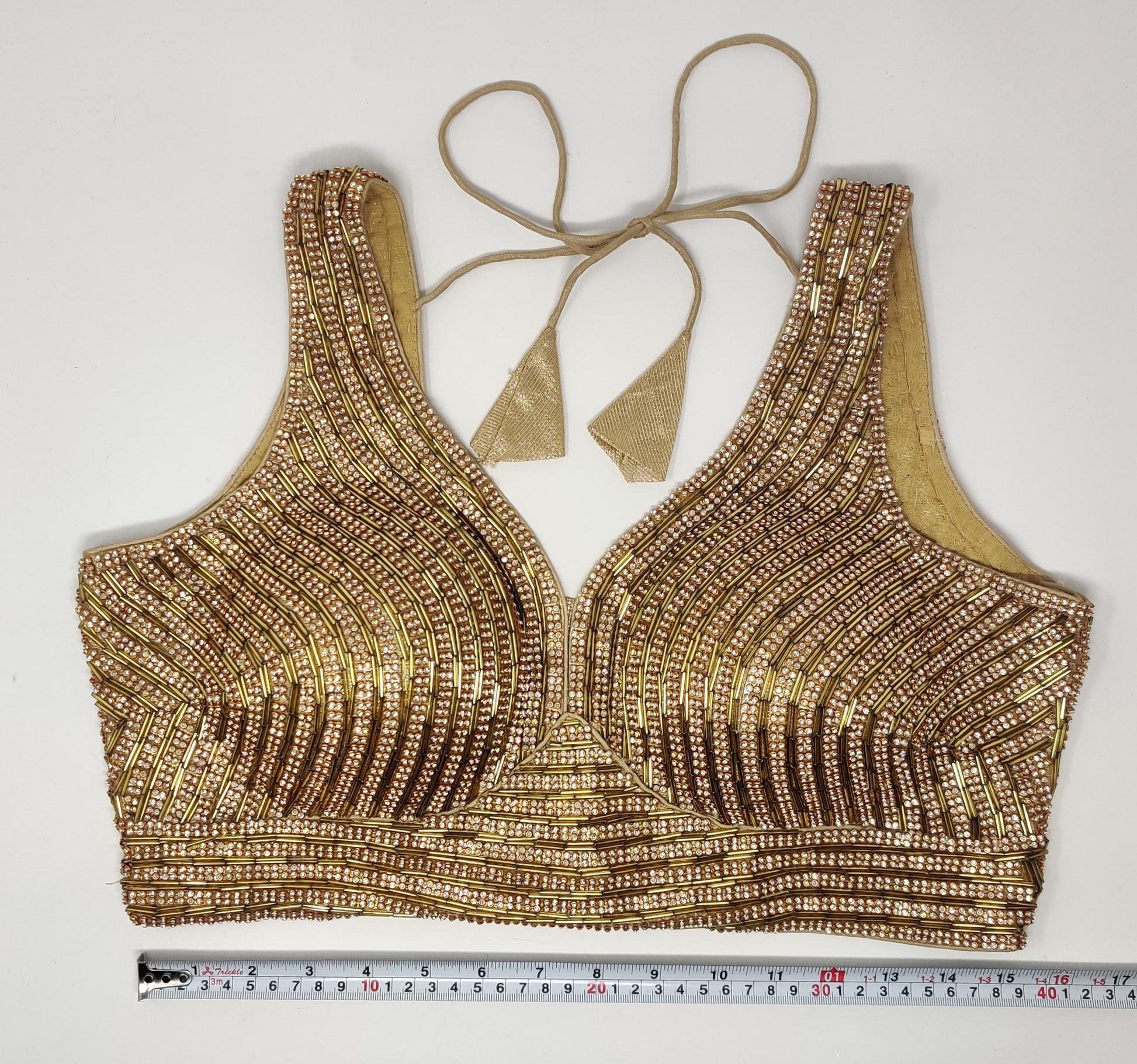 Indian designer heavy Beaded stitched blouse, Golden colour, Readymade Indian Bridal Saree Blouse, latest design blouse for women