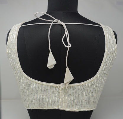 Designer Blouse, White color, heavy Beaded, Ready to wear, Best seller, Indian Bridal Saree Blouse, Christmas, latest design for women
