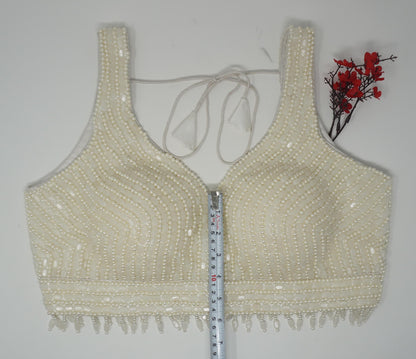 Designer Blouse, White color, heavy Beaded, Ready to wear, Best seller, Indian Bridal Saree Blouse, Christmas, latest design for women