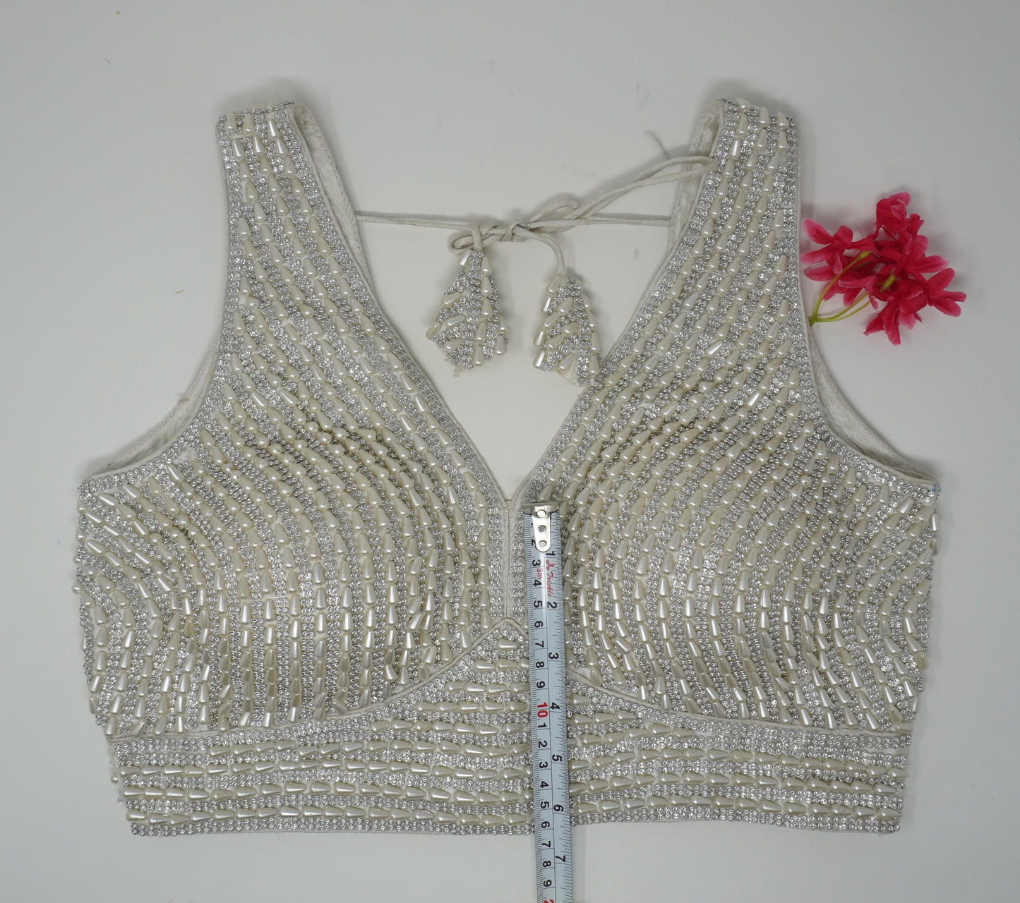 Designer Blouse, Silver White color, heavy Beaded, Ready to wear, Best seller,Indian Bridal Saree Blouse, Christmas, latest design for women