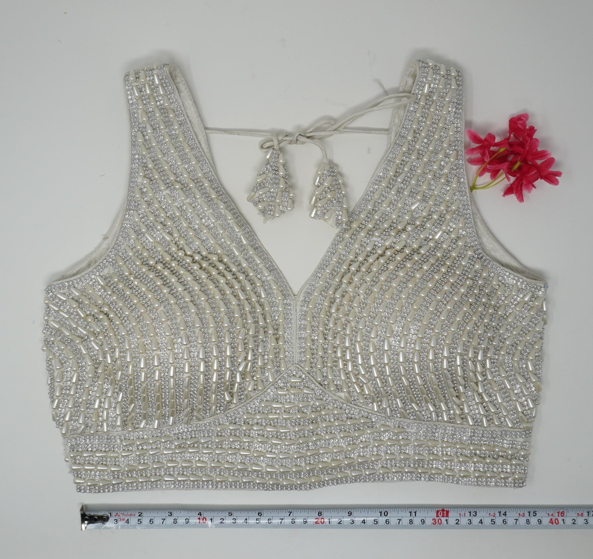 Designer Blouse, Silver White color, heavy Beaded, Ready to wear, Best seller,Indian Bridal Saree Blouse, Christmas, latest design for women