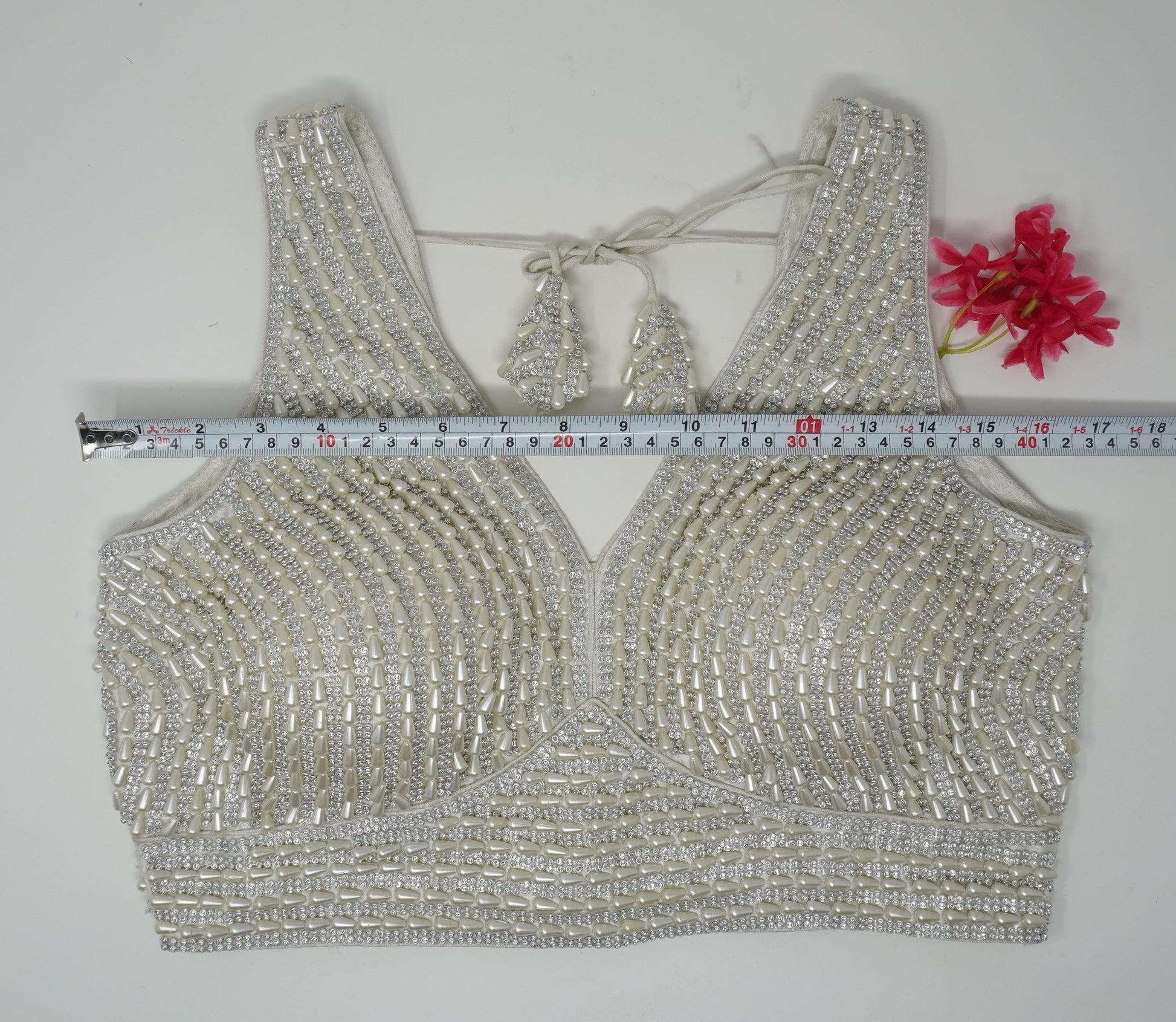Designer Blouse, Silver White color, heavy Beaded, Ready to wear, Best seller,Indian Bridal Saree Blouse, Christmas, latest design for women
