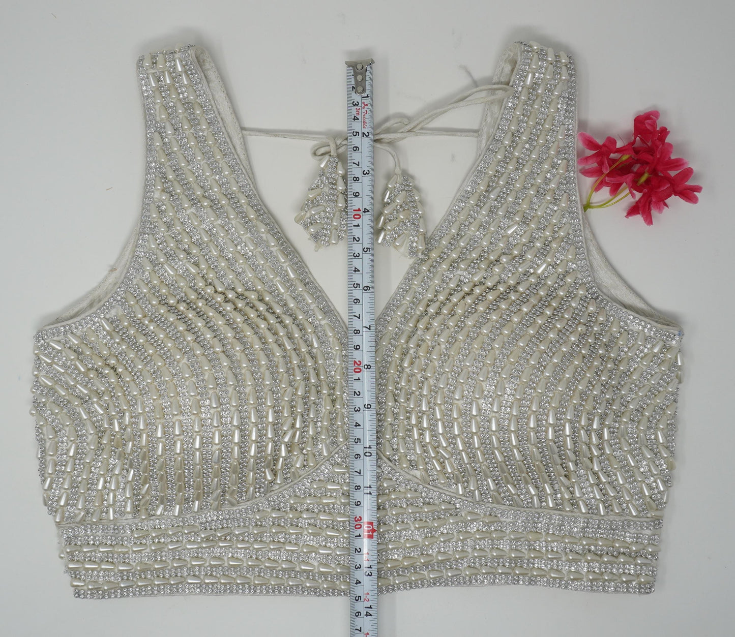 Designer Blouse, Silver White color, heavy Beaded, Ready to wear, Best seller,Indian Bridal Saree Blouse, Christmas, latest design for women