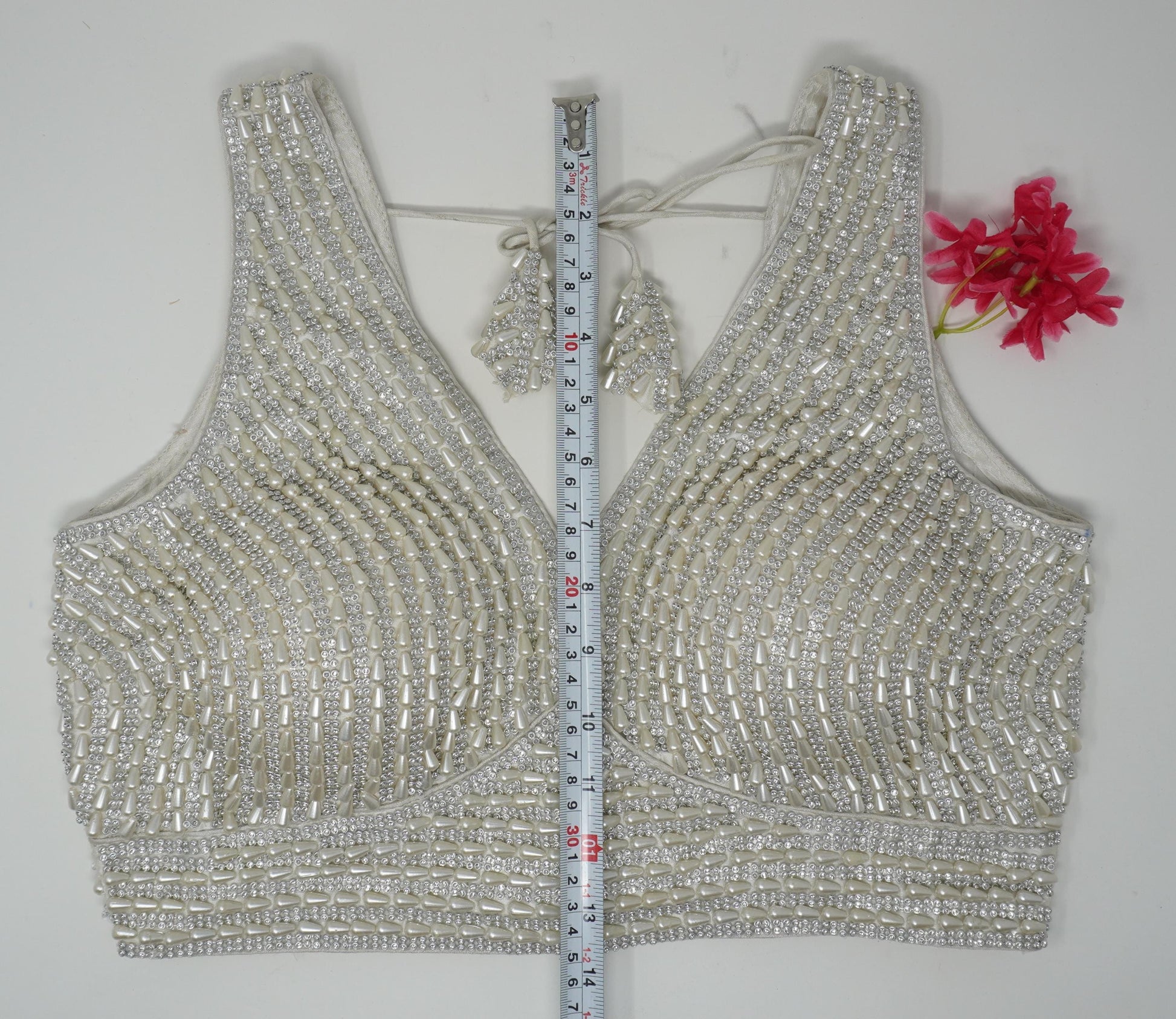 Designer Blouse, Silver White color, heavy Beaded, Ready to wear, Best seller,Indian Bridal Saree Blouse, Christmas, latest design for women