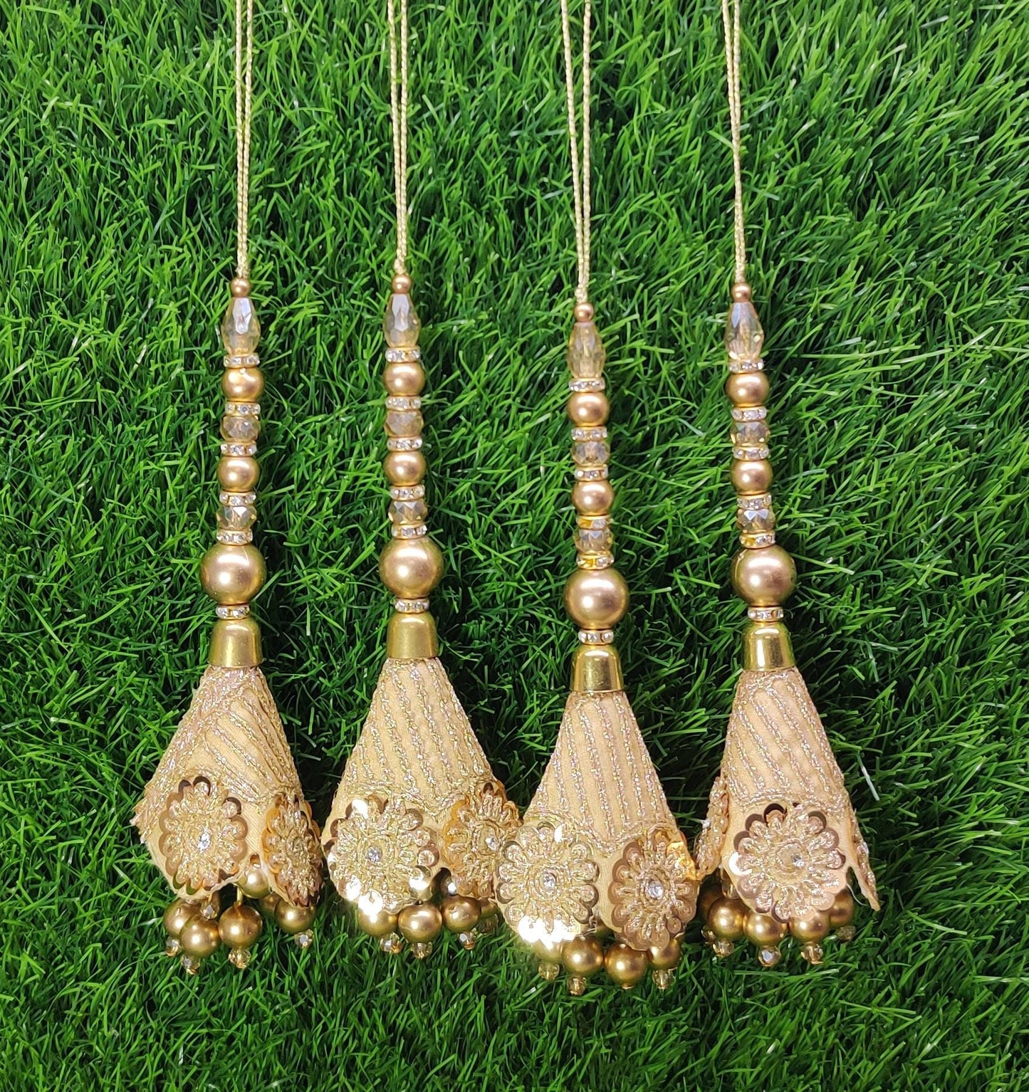 Gold/ Maroon/ Red Indian Beaded Tassel for Saree Blouse Lehenga Embellished HandBags Dupatta Decorative dress Latkan for Women 1 Pair