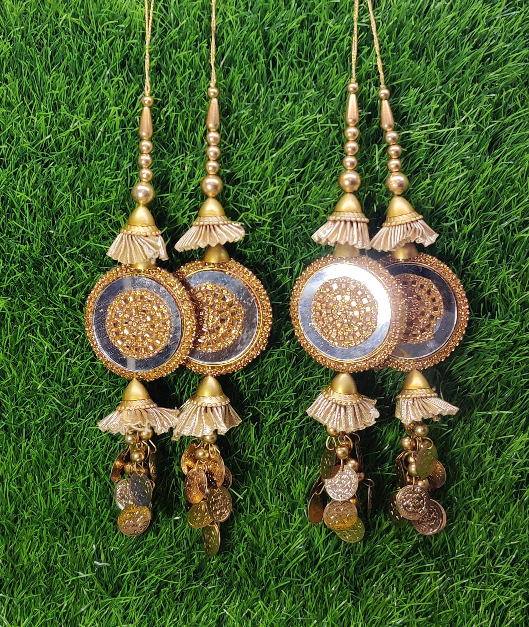 Silver/ Gold/ Rose Gold Indian Beaded Tassel for Saree Blouse Lehenga Embellished HandBags Dupatta Decorative dress Latkan for Women 1 Pair