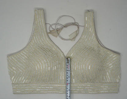 Designer Blouse, White color, heavy Beaded, Ready to wear, Best seller, Indian Bridal Saree Blouse, Christmas, latest design for women