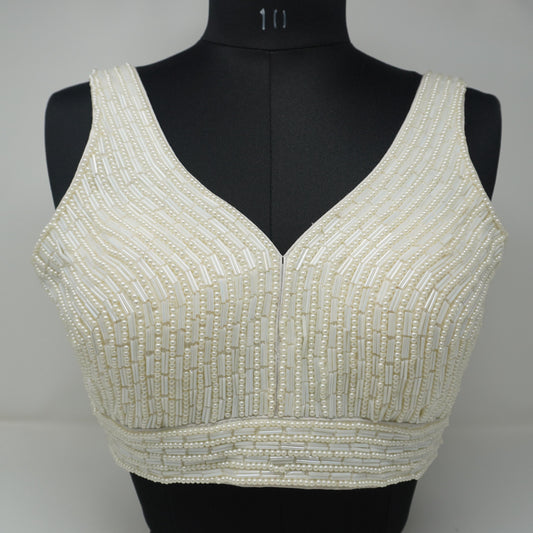 Designer Blouse, White color, heavy Beaded, Ready to wear, Best seller, Indian Bridal Saree Blouse, Christmas, latest design for women
