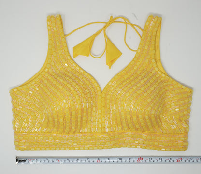 Designer Blouse, Pale Yellow color, heavy Beaded, Ready to wear, Best seller, Indian Bridal Saree Blouse, Christmas, latest design for women