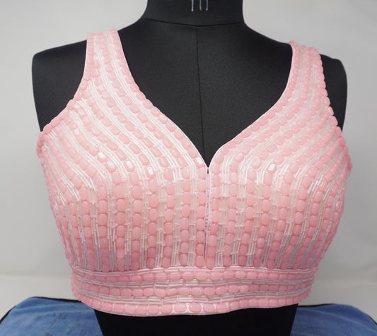 Designer Blouse, Pink color, heavy Beaded, Ready to wear, Best seller, Indian Bridal Saree Blouse, Christmas, latest design for women