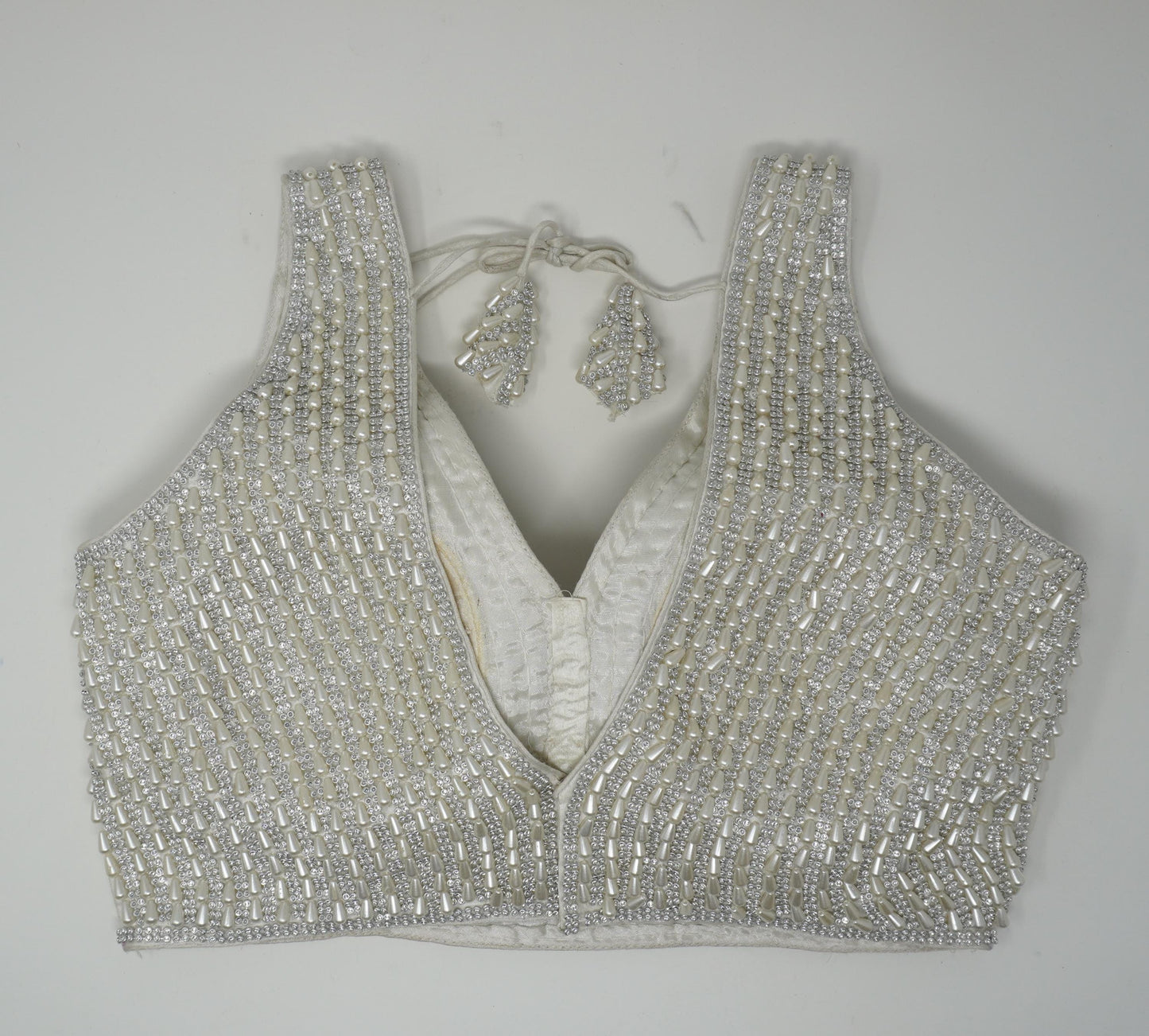 Designer Blouse, Silver White color, heavy Beaded, Ready to wear, Best seller,Indian Bridal Saree Blouse, Christmas, latest design for women