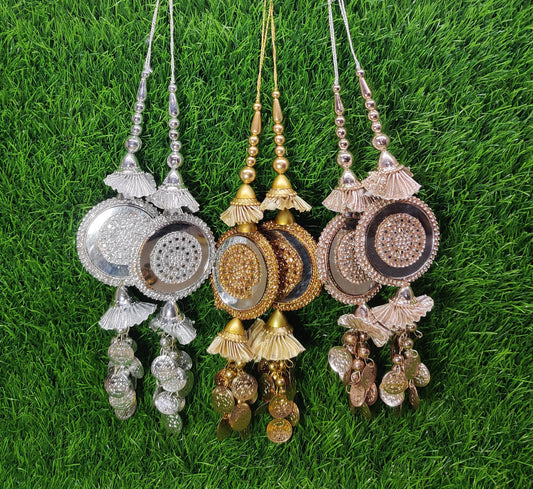 Silver/ Gold/ Rose Gold Indian Beaded Tassel for Saree Blouse Lehenga Embellished HandBags Dupatta Decorative dress Latkan for Women 1 Pair